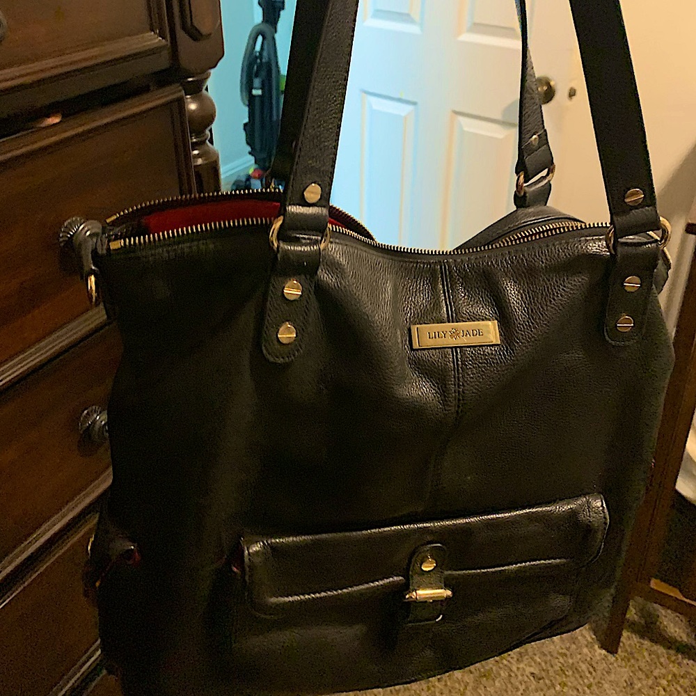 Lily and Jade, real leather diaper bag with backpack straps.